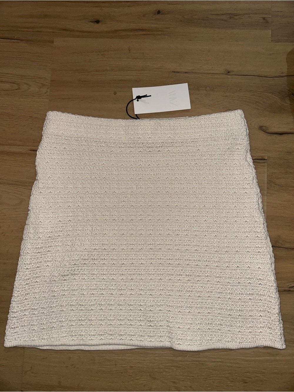 Zara White Textured Knit Mini Skirt